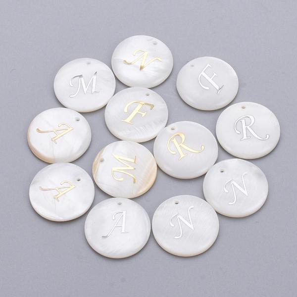 PandaHall Freshwater Shell Pendants, Covered with Iron Findings, Flat Round with Initial Letter, Mixed Color, Random Mixed Letters, 20x3mm..., White
PandaHall Freshwater Shell Pendants, Covered with Iron Findings, Flat Round with Initial Letter, Mixed Color, Random Mixed Letters, 20x3mm..., White