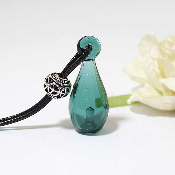 PandaHall Glass Perfume Bottle Pendant Necklace with Wax Cord for Women, Teal, Pendant: 40x16mm, 17.72 inch(45cm) Glass Cyan
PandaHall Glass Perfume Bottle Pendant Necklace with Wax Cord for Women, Teal, Pendant: 40x16mm, 17.72 inch(45cm) Glass Cyan