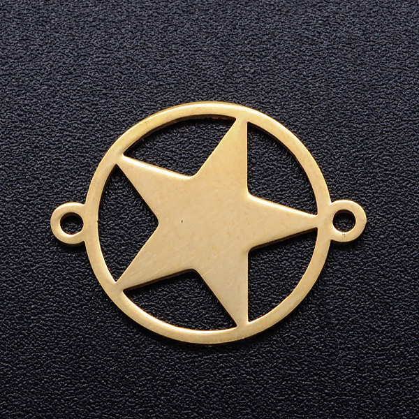 PandaHall 201 Stainless Steel Links connectors, Ring with Star, Golden, 15x19.5x1mm, Hole: 1.2mm 201 Stainless Steel Star
PandaHall 201 Stainless Steel Links connectors, Ring with Star, Golden, 15x19.5x1mm, Hole: 1.2mm 201 Stainless Steel Star