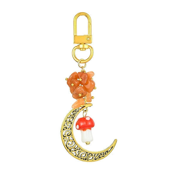 PandaHall Hollow Moon Alloy Pendant Decoraiton, with Gemstone Chip Beads and Mushroom Handmade Lampwork Beads, Alloy Swivel Clasps, 95mm Red...
PandaHall Hollow Moon Alloy Pendant Decoraiton, with Gemstone Chip Beads and Mushroom Handmade Lampwork Beads, Alloy Swivel Clasps, 95mm Red...