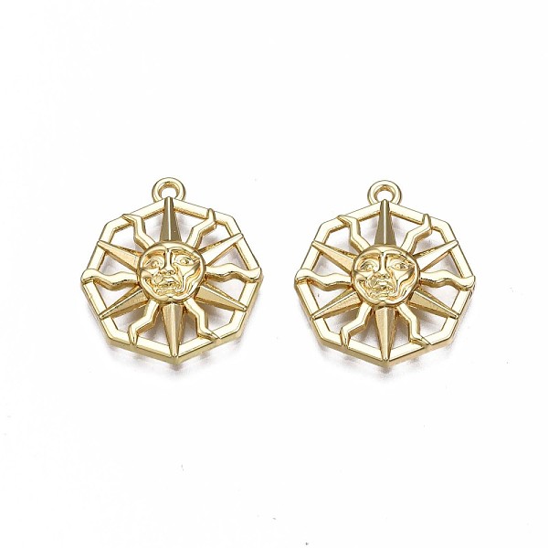 PandaHall Alloy Pendants, Cadmium Free & Nickel Free & Lead Free, Octagon with Sun, Light Gold, 23x20x3.5mm, Hole: 1.5mm Alloy Octagon
PandaHall Alloy Pendants, Cadmium Free & Nickel Free & Lead Free, Octagon with Sun, Light Gold, 23x20x3.5mm, Hole: 1.5mm Alloy Octagon