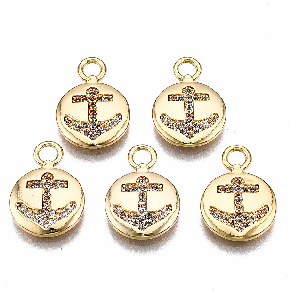 PandaHall Brass Micro Pave Clear Cubic Zirconia Pendants, Nickel Free, Flat Round with Anchor, Real 18K Gold Plated, 16.5x12x2mm, Hole...
PandaHall Brass Micro Pave Clear Cubic Zirconia Pendants, Nickel Free, Flat Round with Anchor, Real 18K Gold Plated, 16.5x12x2mm, Hole...