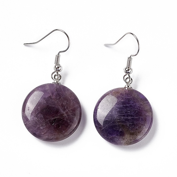 PandaHall Natural Amethyst Flat Round Dangle Earrings, Platinum Brass Jewelry for Women, 42mm, Pin: 0.7mm Amethyst
PandaHall Natural Amethyst Flat Round Dangle Earrings, Platinum Brass Jewelry for Women, 42mm, Pin: 0.7mm Amethyst