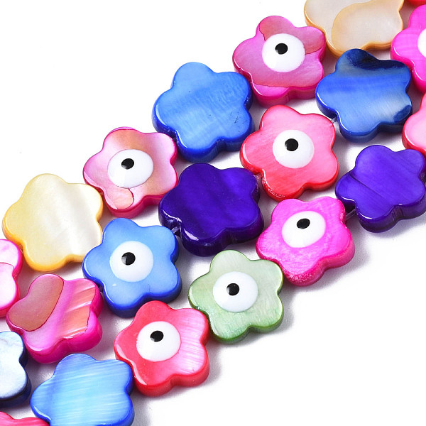 PandaHall Natural Freshwater Shell Beads Strands, with Enamel, Dyed, Flower with Evil Eye, Mixed Color, 12~13x12~13x3~4mm, Hole: 0.8mm..., Multicolor
PandaHall Natural Freshwater Shell Beads Strands, with Enamel, Dyed, Flower with Evil Eye, Mixed Color, 12~13x12~13x3~4mm, Hole: 0.8mm..., Multicolor