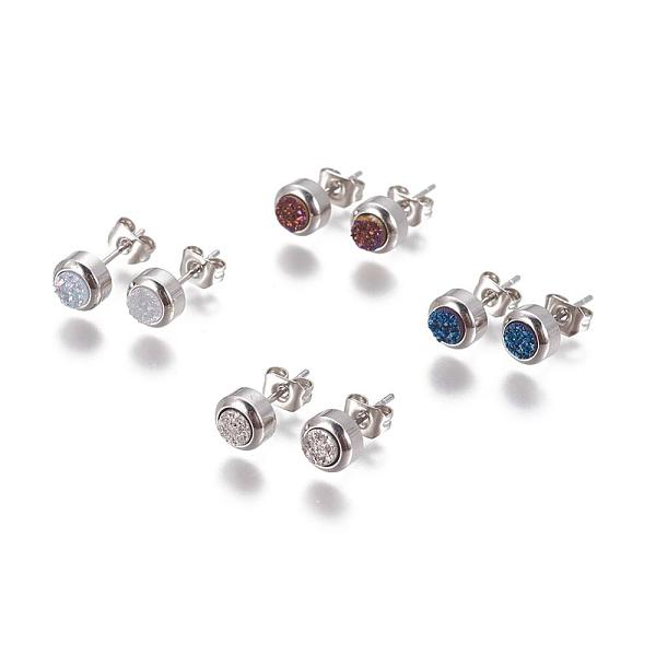PandaHall Electroplate Natural Druzy Quartz Stud Earrings, with 304 Stainless Steel Findings, Flat Round, Mixed Color, 15x6x4~4.5mm, Pin..., Multicolor
PandaHall Electroplate Natural Druzy Quartz Stud Earrings, with 304 Stainless Steel Findings, Flat Round, Mixed Color, 15x6x4~4.5mm, Pin..., Multicolor