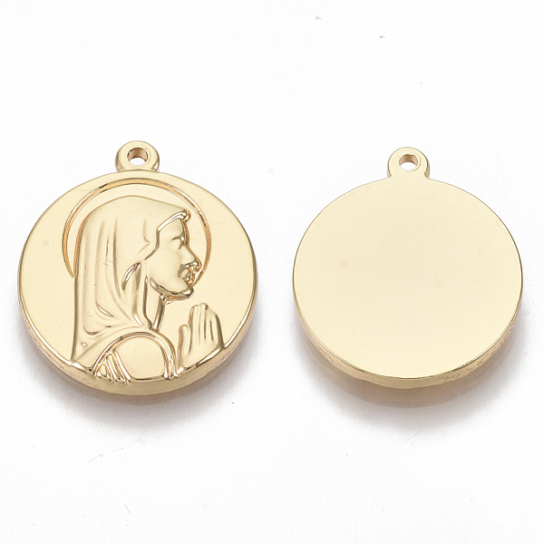 PandaHall 304 Stainless Steel Pendants, Flat Round with Praying Virgin Mary, Real 18K Gold Plated, 21x18.5x2.8mm, Hole: 1.2mm 304 Stainless...
PandaHall 304 Stainless Steel Pendants, Flat Round with Praying Virgin Mary, Real 18K Gold Plated, 21x18.5x2.8mm, Hole: 1.2mm 304 Stainless...
