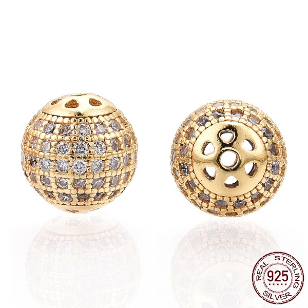 PandaHall 925 Sterling Silver Micro Pave Cubic Zirconia Beads, Round, Nickel Free, Real 18K Gold Plated, 8mm, Hole: 1mm Sterling..., Clear
PandaHall 925 Sterling Silver Micro Pave Cubic Zirconia Beads, Round, Nickel Free, Real 18K Gold Plated, 8mm, Hole: 1mm Sterling..., Clear