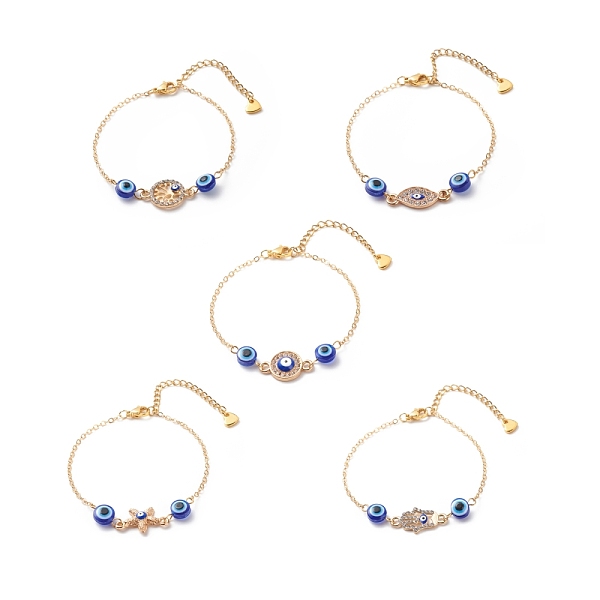PandaHall Crystal Rhinestone & Resin Evil Eye Link Slider Bracelet, Gold Plated Brass Jewelry for Women, Blue, Mixed Patterns, 7-1/8~7-1/4...
PandaHall Crystal Rhinestone & Resin Evil Eye Link Slider Bracelet, Gold Plated Brass Jewelry for Women, Blue, Mixed Patterns, 7-1/8~7-1/4...