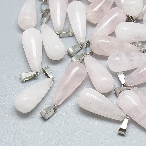 PandaHall Natural Rose Quartz Pendants, with Stainless Steel Snap On Bails, Teardrop, 28~30x10~12mm, Hole: 6x4mm Rose Quartz Teardrop
PandaHall Natural Rose Quartz Pendants, with Stainless Steel Snap On Bails, Teardrop, 28~30x10~12mm, Hole: 6x4mm Rose Quartz Teardrop