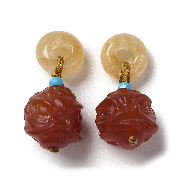 PandaHall Natural Agate Lion Pendants, Natural Jade Donut Charms with Faceted Synthetic Turquoise Beads, 25.5~26mm, Pendants: 12x12x13mm...
PandaHall Natural Agate Lion Pendants, Natural Jade Donut Charms with Faceted Synthetic Turquoise Beads, 25.5~26mm, Pendants: 12x12x13mm...