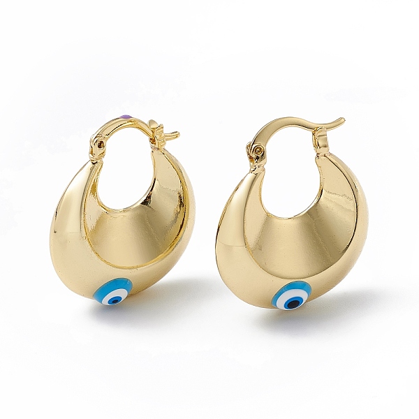 PandaHall Enamel Evil Eye Thick Hoop Earrings, Real 18K Gold Plated Brass Jewelry for Women, Deep Sky Blue, 27x23x9mm, Pin: 1mm Brass Arch
PandaHall Enamel Evil Eye Thick Hoop Earrings, Real 18K Gold Plated Brass Jewelry for Women, Deep Sky Blue, 27x23x9mm, Pin: 1mm Brass Arch