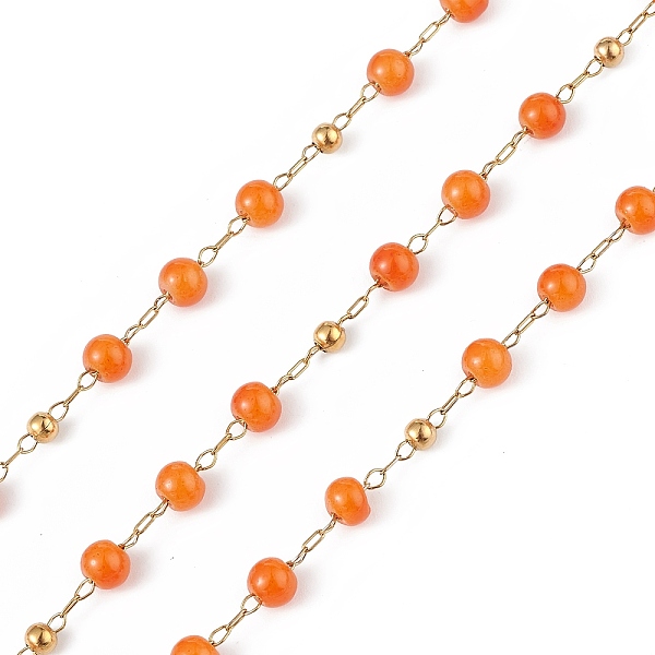 PandaHall Dyed Natural Jade Round Beaded Chain, with Golden 304 Stainless Steel Satellite Chains, Unwelded, with Spool, Orange, 2.5x1x0.3mm...
PandaHall Dyed Natural Jade Round Beaded Chain, with Golden 304 Stainless Steel Satellite Chains, Unwelded, with Spool, Orange, 2.5x1x0.3mm...