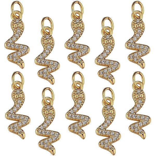 PandaHall 10Pcs Brass Micro Pave Clear Cubic Zirconia Pendants, Long-Lasting Plated, with Jump Ring, Snake, Golden, 15.5x6.5x2mm, Hole: 3mm...
PandaHall 10Pcs Brass Micro Pave Clear Cubic Zirconia Pendants, Long-Lasting Plated, with Jump Ring, Snake, Golden, 15.5x6.5x2mm, Hole: 3mm...