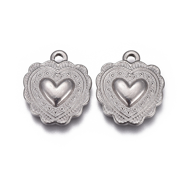 PandaHall 304 Stainless Steel Textured Pendants, Heart with Pattern, Stainless Steel Color, 16x14x3mm, Hole: 1.6mm 304 Stainless Steel Heart
PandaHall 304 Stainless Steel Textured Pendants, Heart with Pattern, Stainless Steel Color, 16x14x3mm, Hole: 1.6mm 304 Stainless Steel Heart