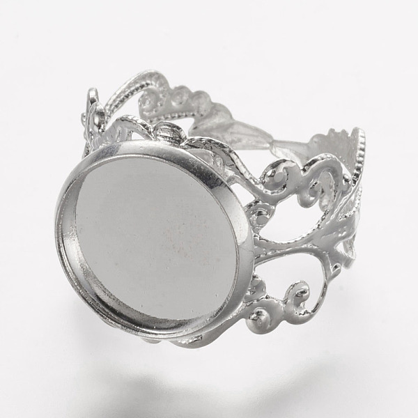 PandaHall Cuff Brass Filigree Ring Setting, DIY Ring Making, Flower, Silver Color Plated, 17.5mm Brass
PandaHall Cuff Brass Filigree Ring Setting, DIY Ring Making, Flower, Silver Color Plated, 17.5mm Brass