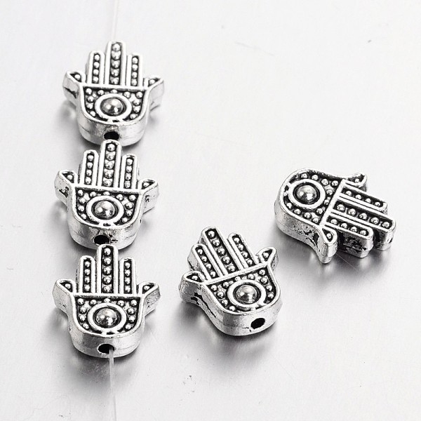PandaHall Tibetan Style Alloy Hamsa Hand/Hand of Fatima/Hand of Miriam Beads, Cadmium Free & Lead Free, Antique Silver, 12x10x4mm, Hole...
PandaHall Tibetan Style Alloy Hamsa Hand/Hand of Fatima/Hand of Miriam Beads, Cadmium Free & Lead Free, Antique Silver, 12x10x4mm, Hole...