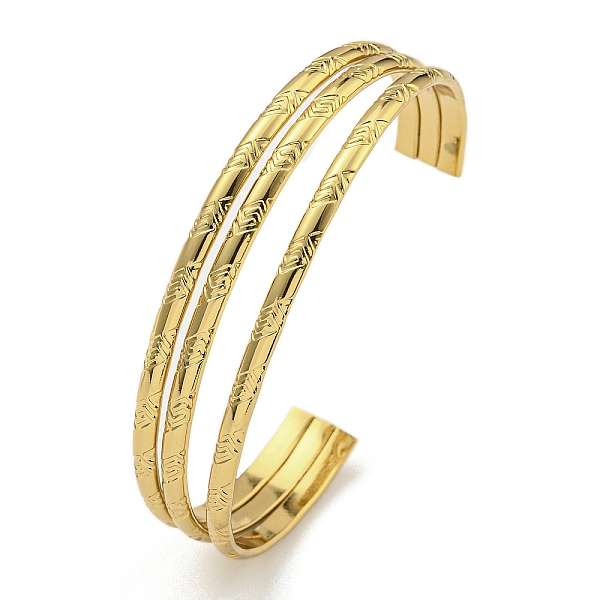PandaHall Vacuum Plating 202 Stainless Steel Multi-strand Open Cuff Bangles for Women, Golden, Inner Diameter: 2-3/8x1-7/8 inch(6.1x4.8cm)...
PandaHall Vacuum Plating 202 Stainless Steel Multi-strand Open Cuff Bangles for Women, Golden, Inner Diameter: 2-3/8x1-7/8 inch(6.1x4.8cm)...