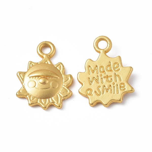 PandaHall Rack Plating Alloy Pendants, Cadmium Free & Lead Free & Nickle Free, Sun with Word Made with a Smile Charms, Matte Gold Color...
PandaHall Rack Plating Alloy Pendants, Cadmium Free & Lead Free & Nickle Free, Sun with Word Made with a Smile Charms, Matte Gold Color...