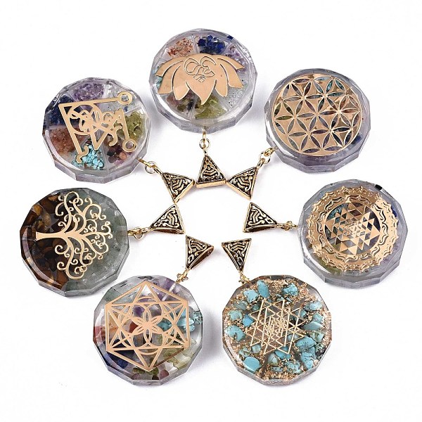 PandaHall Transparent Epoxy Resin Alchemy Pendants, with Natural Gemstone Chip, Gold Foil, Flat Round, Mixed Color, 39.5x35.5x10.5~11.5mm..., Multicolor
PandaHall Transparent Epoxy Resin Alchemy Pendants, with Natural Gemstone Chip, Gold Foil, Flat Round, Mixed Color, 39.5x35.5x10.5~11.5mm..., Multicolor