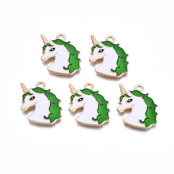 PandaHall Alloy Enamel Pendants, Cadmium Free & Nickel Free & Lead Free, Light Gold, Unicorn, Green, 20x21.5x2mm, Hole: 1.6mm Alloy+Enamel...
PandaHall Alloy Enamel Pendants, Cadmium Free & Nickel Free & Lead Free, Light Gold, Unicorn, Green, 20x21.5x2mm, Hole: 1.6mm Alloy+Enamel...