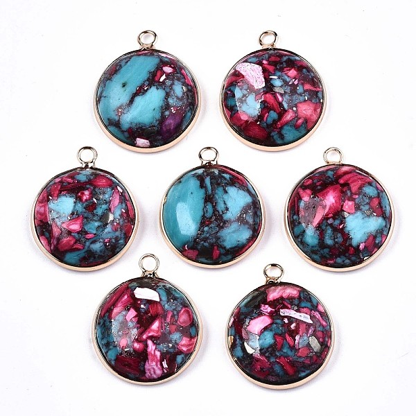 PandaHall Flat Round Assembled Synthetic Turquoise and Natural Regalite/Imperial Jasper Pendants, with Iron Loop and Brass Edge, Light Gold..., Red
PandaHall Flat Round Assembled Synthetic Turquoise and Natural Regalite/Imperial Jasper Pendants, with Iron Loop and Brass Edge, Light Gold..., Red