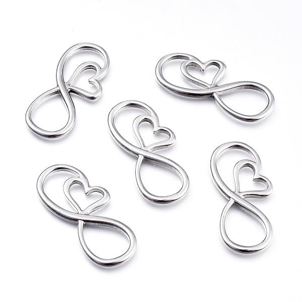 PandaHall 304 Stainless Steel Links connectors, Infinity with Heart, Stainless Steel Color, 18x40.5x2.5mm, Hole: 11.5~12x15mm 304 Stainless...
PandaHall 304 Stainless Steel Links connectors, Infinity with Heart, Stainless Steel Color, 18x40.5x2.5mm, Hole: 11.5~12x15mm 304 Stainless...