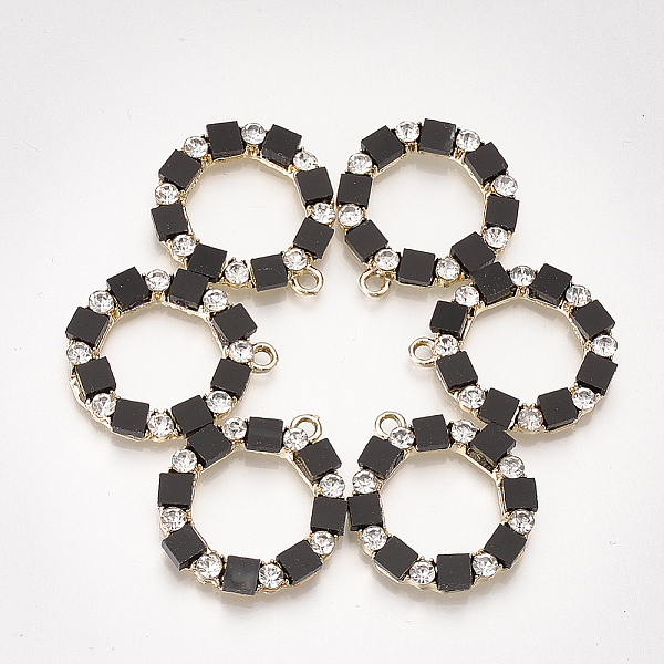 PandaHall Alloy Rhinestone Pendants, with Acrylic, Ring, Light Gold, Black, 28x24x3mm, Hole: 2mm Alloy+Rhinestone Ring Black
PandaHall Alloy Rhinestone Pendants, with Acrylic, Ring, Light Gold, Black, 28x24x3mm, Hole: 2mm Alloy+Rhinestone Ring Black