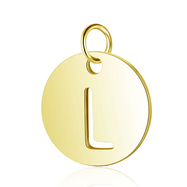PandaHall 304 Stainless Steel Charms, Flat Round with Letter, Golden, Letter.L, 12x1mm, Hole: 2.5mm 304 Stainless Steel Letter L
PandaHall 304 Stainless Steel Charms, Flat Round with Letter, Golden, Letter.L, 12x1mm, Hole: 2.5mm 304 Stainless Steel Letter L