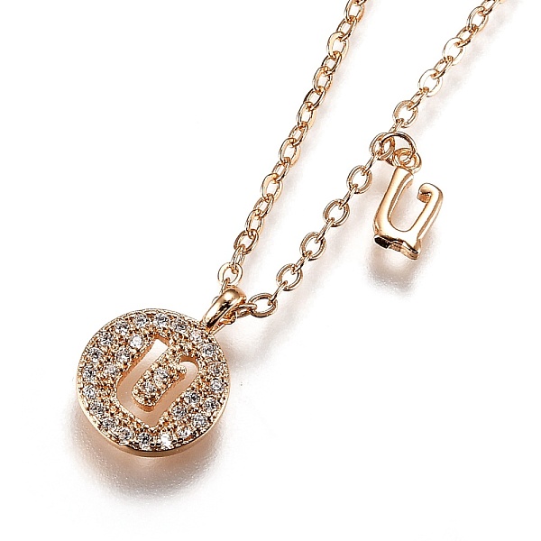 PandaHall Brass Micro Pave Clear Cubic Zirconia Double Letter Pendant Necklaces, with Cable Chains, Letter.U, 14-3/4 inch(37.6cm) Brass...
PandaHall Brass Micro Pave Clear Cubic Zirconia Double Letter Pendant Necklaces, with Cable Chains, Letter.U, 14-3/4 inch(37.6cm) Brass...