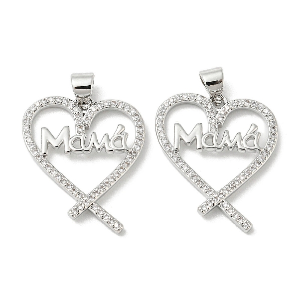PandaHall Mother's Day Theme Rack Plating Brass Micro Pave Cubic Zirconia Pendants, Long-Lasting Plated, Lead Free & Cadmium Free, Heart and..., Clear
PandaHall Mother's Day Theme Rack Plating Brass Micro Pave Cubic Zirconia Pendants, Long-Lasting Plated, Lead Free & Cadmium Free, Heart and..., Clear
