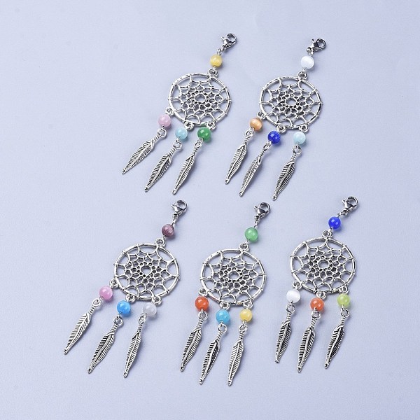 PandaHall Tibetan Style Alloy Big Pendants, with Cat Eye Beads & 304 Stainless Steel Lobster Claw Clasps, Woven Net/Web with Feather, Mixed..., Multicolor
PandaHall Tibetan Style Alloy Big Pendants, with Cat Eye Beads & 304 Stainless Steel Lobster Claw Clasps, Woven Net/Web with Feather, Mixed..., Multicolor