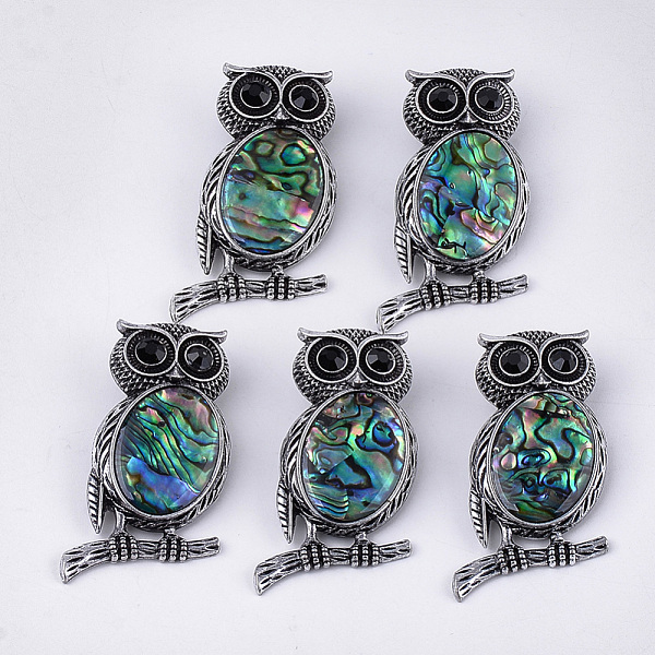 PandaHall Abalone Shell/Paua Shell Brooches/Pendants, with Rhinestone and Alloy Findings, Resin Bottom, Owl, Antique Silver, 51x28~29x13.5mm..., Black
PandaHall Abalone Shell/Paua Shell Brooches/Pendants, with Rhinestone and Alloy Findings, Resin Bottom, Owl, Antique Silver, 51x28~29x13.5mm..., Black