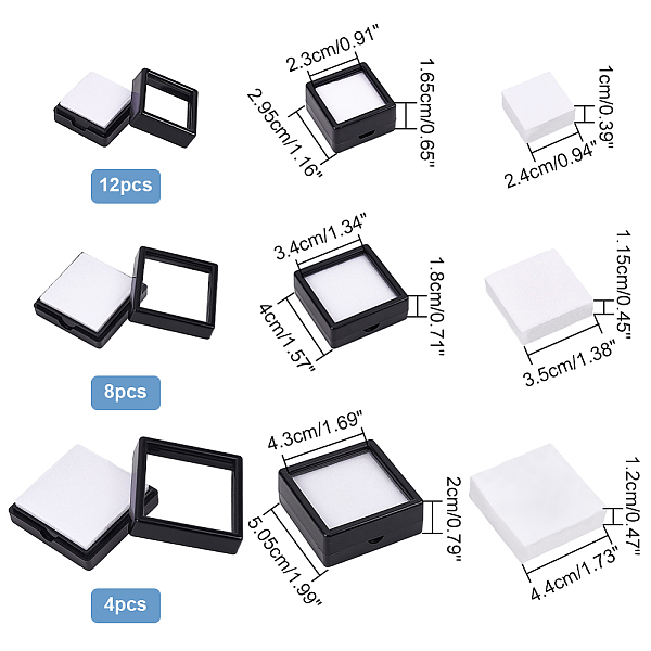 PandaHall BENECREAT 24 Pack 3 Size Black Gemstone Display Box, Diamond Show Case Container with Clear Top Lids for Gems, Coins, Jewelry...
PandaHall BENECREAT 24 Pack 3 Size Black Gemstone Display Box, Diamond Show Case Container with Clear Top Lids for Gems, Coins, Jewelry...