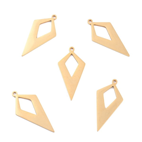 PandaHall Ion Plating(IP) 201 Stainless Steel Pendants, Quadrangle, Golden, 30x14.5x1mm, Hole: 1.5mm 201 Stainless Steel Rhombus
PandaHall Ion Plating(IP) 201 Stainless Steel Pendants, Quadrangle, Golden, 30x14.5x1mm, Hole: 1.5mm 201 Stainless Steel Rhombus