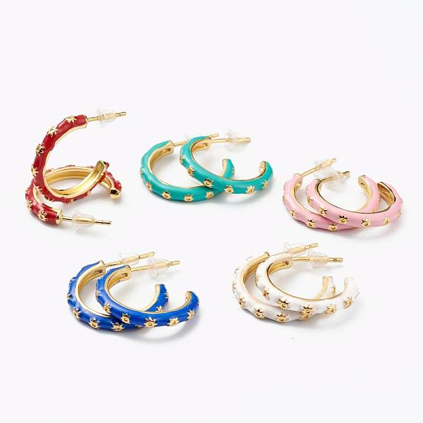 PandaHall Brass Enamel Half Hoop Earrings, Letter C Shape with Star, Golden, Mixed Color, 19.5x2.5mm, Pin: 0.6mm Brass Letter Multicolor
PandaHall Brass Enamel Half Hoop Earrings, Letter C Shape with Star, Golden, Mixed Color, 19.5x2.5mm, Pin: 0.6mm Brass Letter Multicolor