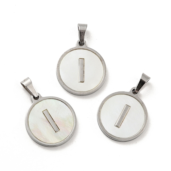 PandaHall 304 Stainless Steel with White Shell Pendants, Stainless Steel Color, Flat Round with Letter Charm, Letter.I, 18x16x1.5mm, Hole...
PandaHall 304 Stainless Steel with White Shell Pendants, Stainless Steel Color, Flat Round with Letter Charm, Letter.I, 18x16x1.5mm, Hole...