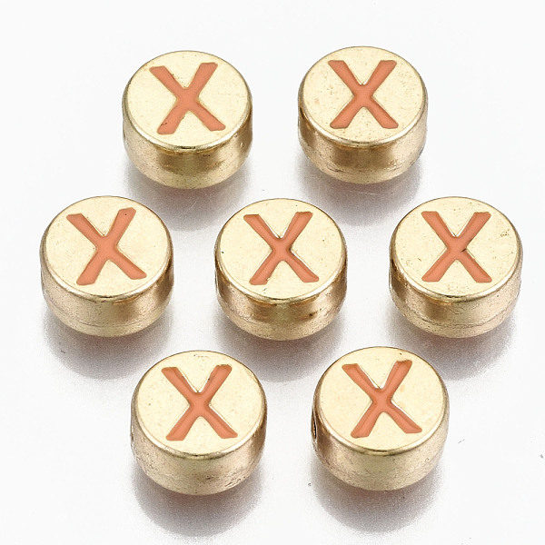PandaHall Alloy Enamel Beads, Cadmium Free & Lead Free, Flat Round with Initial Letters, Light Gold, Orange, Letter.X, 8x4mm, Hole: 1.5mm...
PandaHall Alloy Enamel Beads, Cadmium Free & Lead Free, Flat Round with Initial Letters, Light Gold, Orange, Letter.X, 8x4mm, Hole: 1.5mm...