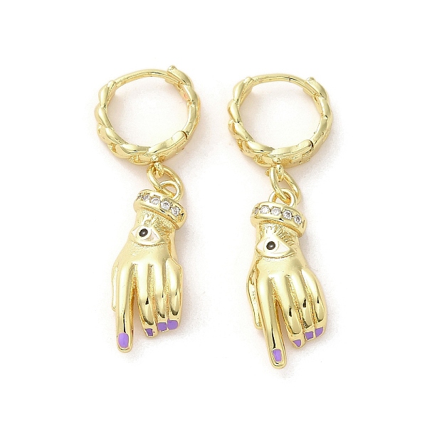 PandaHall Palm with Horse Eye Real 18K Gold Plated Brass Dangle Hoop Earrings, with Enamel and Cubic Zirconia, Medium Purple, 36x8.5mm Cubic...
PandaHall Palm with Horse Eye Real 18K Gold Plated Brass Dangle Hoop Earrings, with Enamel and Cubic Zirconia, Medium Purple, 36x8.5mm Cubic...