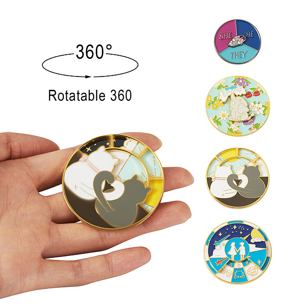 PandaHall 4Pcs 4 Style Elephant & Cat & Girl and Boy & Diamond Rotating Enamel Pins Set, Gold Plated Alloy Flat Round Badges for Backpack..., Multicolor
PandaHall 4Pcs 4 Style Elephant & Cat & Girl and Boy & Diamond Rotating Enamel Pins Set, Gold Plated Alloy Flat Round Badges for Backpack..., Multicolor