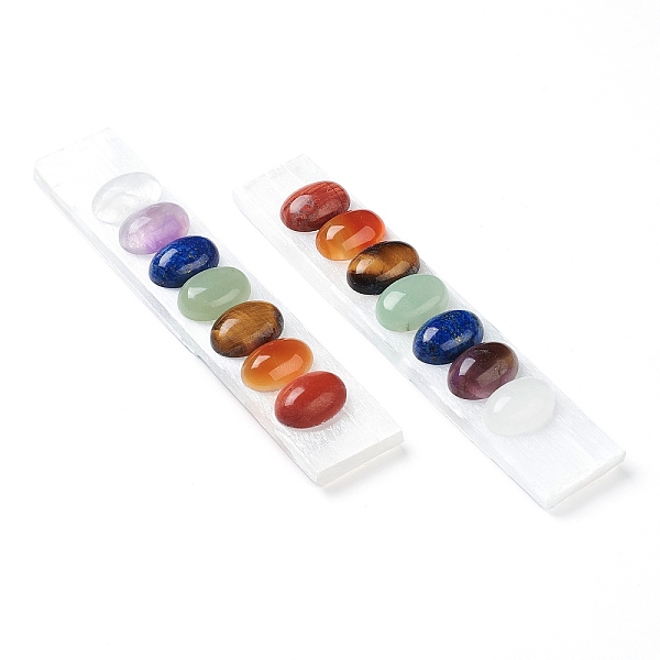 PandaHall Chakra Natural Selenite Display Decorations, with Natural Gemstone Oval Cabochons, Rectangle, 111x23x6.5~13mm Mixed Stone...
PandaHall Chakra Natural Selenite Display Decorations, with Natural Gemstone Oval Cabochons, Rectangle, 111x23x6.5~13mm Mixed Stone...