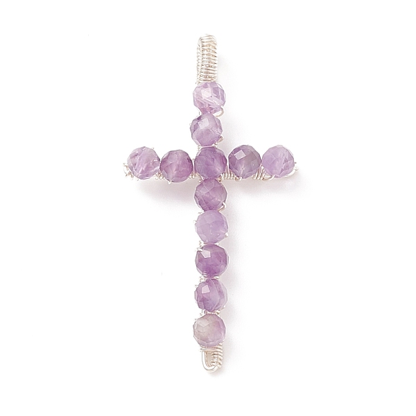 PandaHall Natural Amethyst Faceted Round Beads Pendants, with Silver Color Plated Brass Findings, Cross Charms, 41.5~43x21~23x5~6mm, Hole...
PandaHall Natural Amethyst Faceted Round Beads Pendants, with Silver Color Plated Brass Findings, Cross Charms, 41.5~43x21~23x5~6mm, Hole...