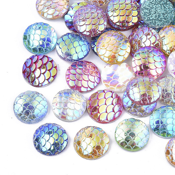 PandaHall Resin Cabochons, AB Color Plated, Flat Round with Mermaid Fish Scale Pattern, Mixed Color, 10x3mm Resin Flat Round Multicolor
PandaHall Resin Cabochons, AB Color Plated, Flat Round with Mermaid Fish Scale Pattern, Mixed Color, 10x3mm Resin Flat Round Multicolor