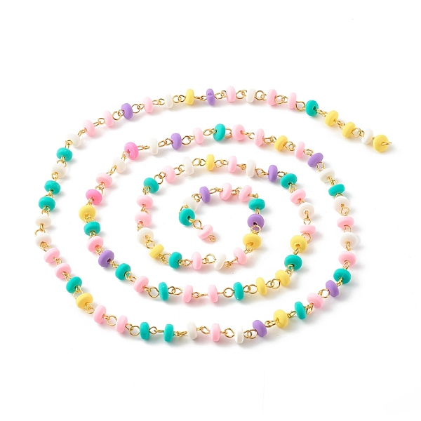 PandaHall Handmade Polymer Clay Beaded Chains, with Iron Findings & Oblate Beads, Unwelded, Colorful, 6~7x3mm, about 39.37 inch(1m)/strand...
PandaHall Handmade Polymer Clay Beaded Chains, with Iron Findings & Oblate Beads, Unwelded, Colorful, 6~7x3mm, about 39.37 inch(1m)/strand...