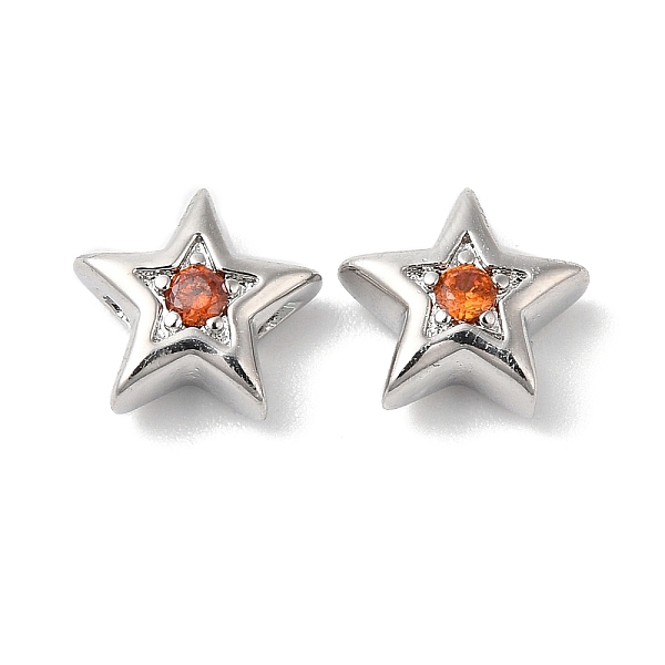 PandaHall Brass with Cubic Zirconia Beads Beads, Real Platinum Plated, Star, Orange Red, 7.5x8x3mm, Hole: 1mm Brass+Cubic Zirconia Star
PandaHall Brass with Cubic Zirconia Beads Beads, Real Platinum Plated, Star, Orange Red, 7.5x8x3mm, Hole: 1mm Brass+Cubic Zirconia Star
