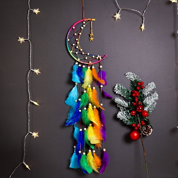 PandaHall Rainbow Color Moon Feather Tassel Pendant Decorations, Polyester Cord Wrapped Haing Ornament with Wood Bead, for Home Decorations...
PandaHall Rainbow Color Moon Feather Tassel Pendant Decorations, Polyester Cord Wrapped Haing Ornament with Wood Bead, for Home Decorations...
