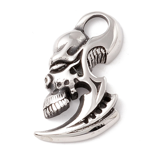 PandaHall 304 Stainless Steel Pendants, Skull, Antique Silver, 34x20x5.5mm, Hole: 7x6mm 304 Stainless Steel Skull
PandaHall 304 Stainless Steel Pendants, Skull, Antique Silver, 34x20x5.5mm, Hole: 7x6mm 304 Stainless Steel Skull