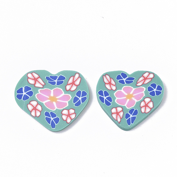 PandaHall Handmade Polymer Clay Cabochons, Heart with Flower, Light Sea Green, 17~22x20~23x2mm Polymer Clay Heart
PandaHall Handmade Polymer Clay Cabochons, Heart with Flower, Light Sea Green, 17~22x20~23x2mm Polymer Clay Heart