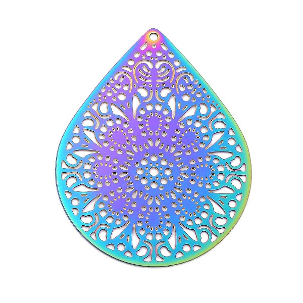 PandaHall 201 Stainless Steel Etched Metal Embellishments Pendants, Teardrop Charm, Rainbow Color, 44.5x35x0.3mm, Hole: 1.2mm 201 Stainless...
PandaHall 201 Stainless Steel Etched Metal Embellishments Pendants, Teardrop Charm, Rainbow Color, 44.5x35x0.3mm, Hole: 1.2mm 201 Stainless...