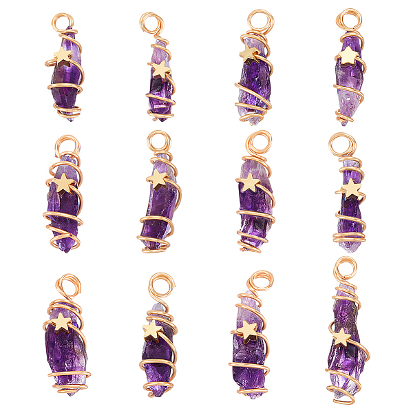 PandaHall 12Pcs Natural Gemstone Copper Wire Wrapped Pendants, Nuggets Charm, Golden, 24~44x8~15x5~15.5mm, Hole: 2.5~4mm Amethyst Nuggets
PandaHall 12Pcs Natural Gemstone Copper Wire Wrapped Pendants, Nuggets Charm, Golden, 24~44x8~15x5~15.5mm, Hole: 2.5~4mm Amethyst Nuggets