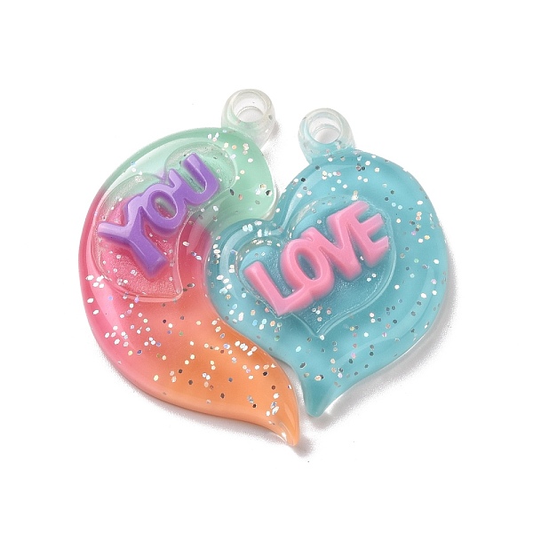 PandaHall Gradient Color Translucent Resin Pendants, with Glitter Powder, Couple Heart Charm with Word LOVE YOU, Light Green, 39x38.5x5.5mm...
PandaHall Gradient Color Translucent Resin Pendants, with Glitter Powder, Couple Heart Charm with Word LOVE YOU, Light Green, 39x38.5x5.5mm...